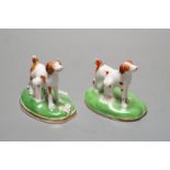 Two Chamberlains porcelain toy models of a pointer, c.1847-52,one with leaf moulded flat base,