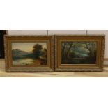 G. Martin, pair of oils on board, Wooded river landscape and Loch scene, one signed and dated '82,