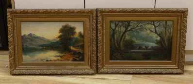 G. Martin, pair of oils on board, Wooded river landscape and Loch scene, one signed and dated '82,