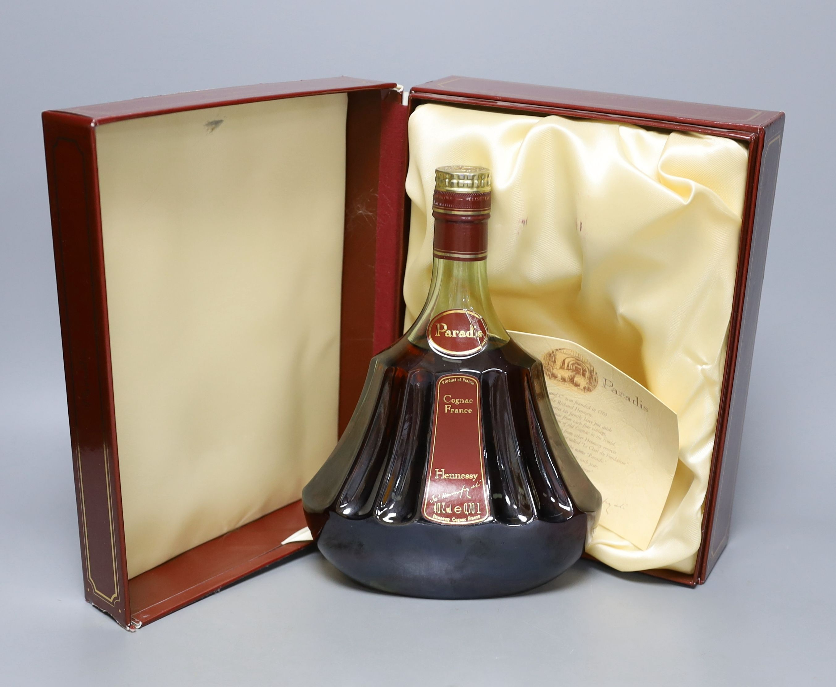 A cased bottle of Paradis Hennessey cognac, 70cl