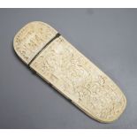 A 19th century Chinese export ivory spectacle case 14cm