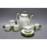 An Aynsley green and white butterfly handled part tea service