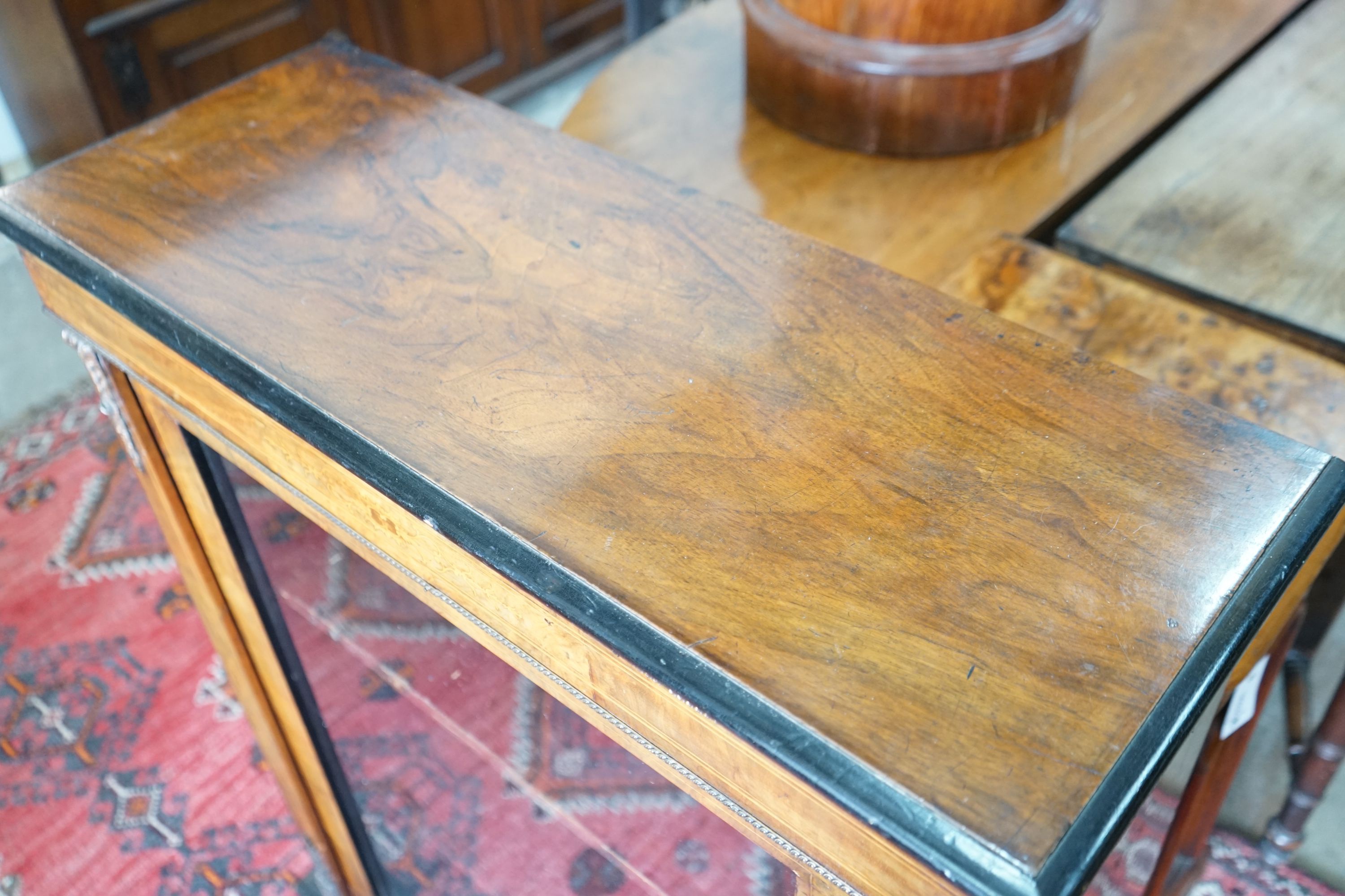 A Victorian inlaid walnut gilt metal mounted pier cabinet, width 80cm, depth 30cm, height 101cm - Image 2 of 3