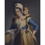 D. Lynch (19th C.), watercolour, Harvest woman carrying a child, inscribed verso, 12 x 9cm