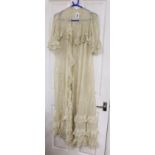 A fine cream silk and lace inserted lady's negligee