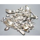 A set of six early Victorian Irish silver fiddle pattern table spoons, Philip Weekes, Dublin, 1844