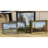 Raymond Price (20th century), four oils on board, Landscape after Constable, Beach scene,