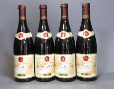 Four bottles of E.Guigal Cotes du Rhone 2001 75cl