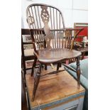 A 19th century ash, elm and beech Windsor wheelback armchair, width 57cm, depth 43cm, height 98cm