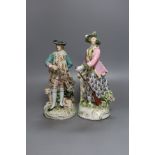 Two Derby figures of a huntsman and huntswoman, c.1765 - tallest 23cm