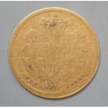 A William IV gold half sovereign, 1835, VG or better.