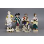 Two German porcelain figures and two French figures 15cm