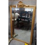A 19th century French giltwood and gesso overmantel mirror, width 99cm height 160cm