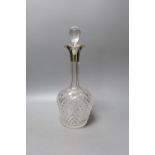 A late Victorian silver mounted cut glass decanter and stopper, John Grinsell & Sons, London,
