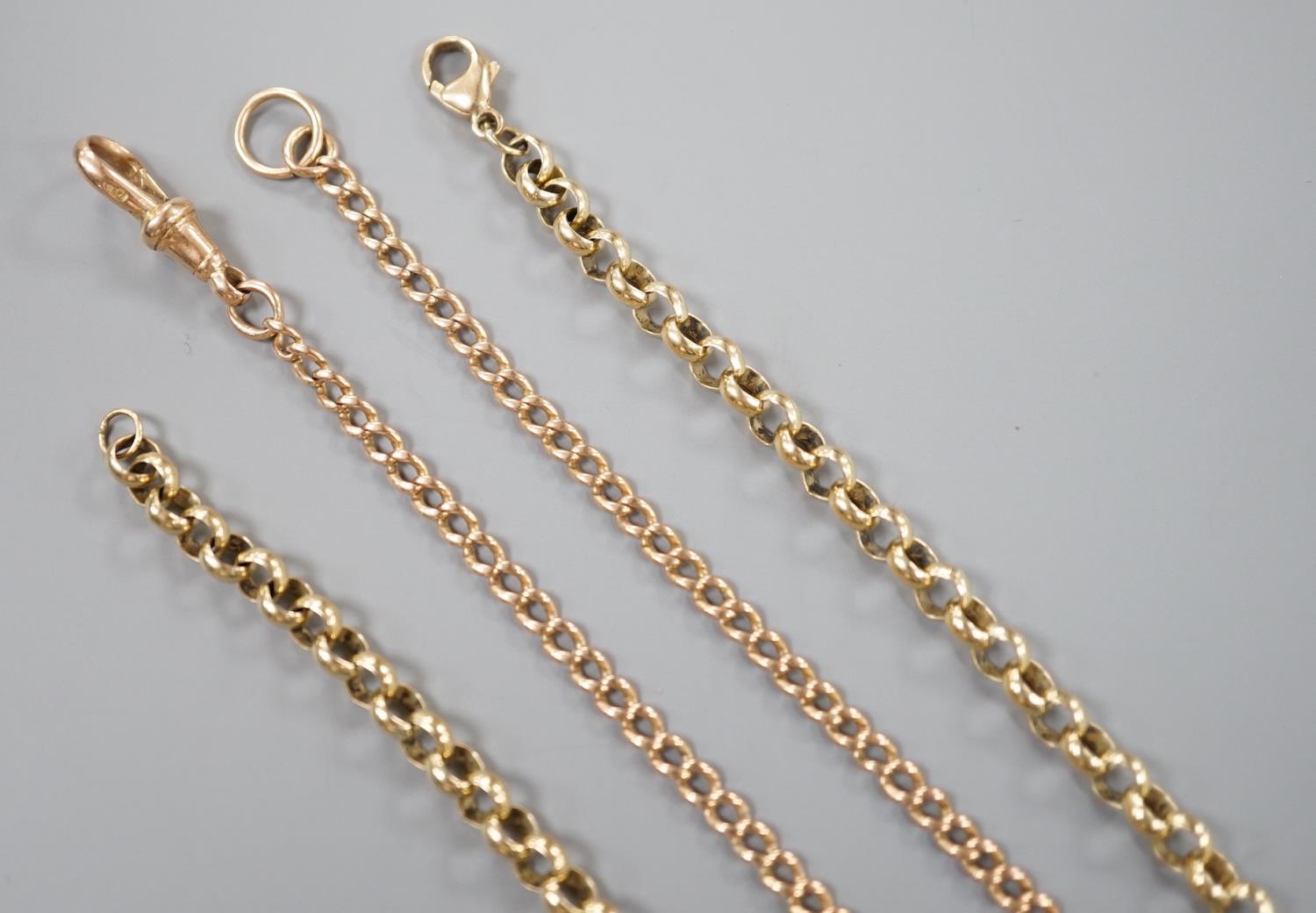 A 9ct albert, 40cm and a 9k round link chain, 41cm,30 grams. - Image 3 of 3