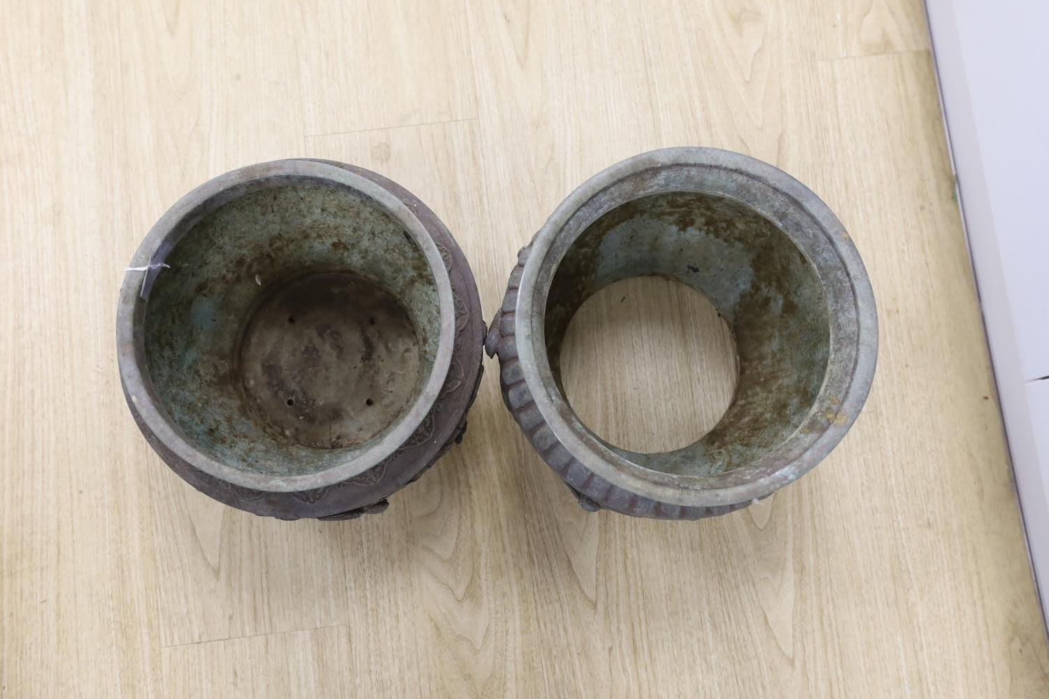 Two Japanese bronze planters,top being 25 cms diameter. - Image 3 of 3