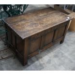 A small 17th century style oak coffer, width 96cm depth 49cm height 53cm