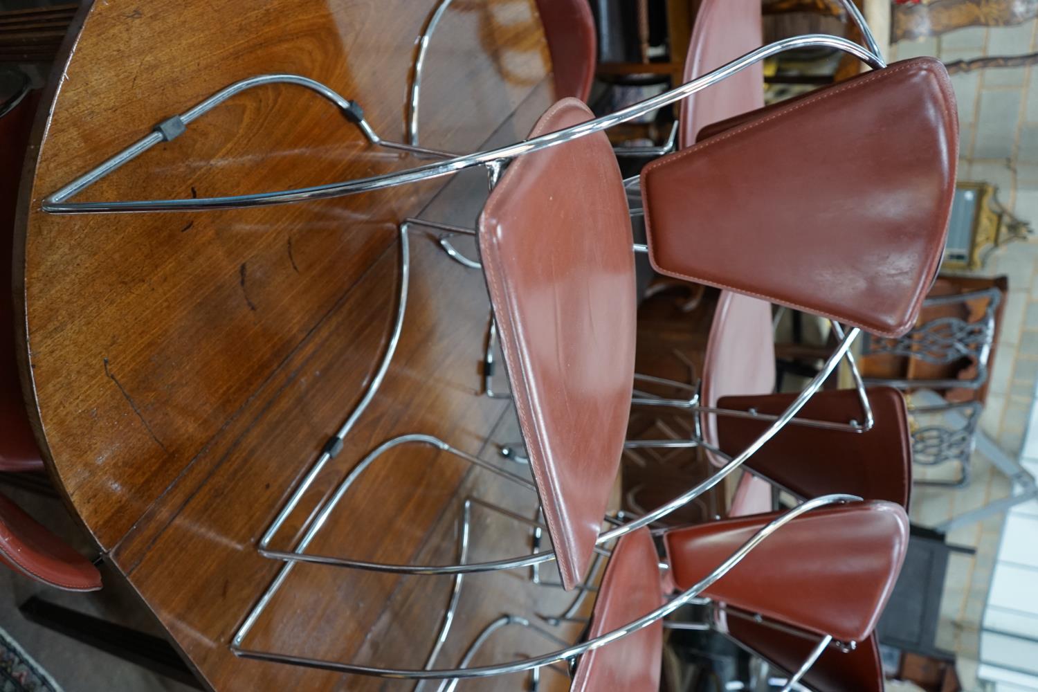 A set of eight contemporary Italian leather and chrome dining chairs, width 52cm depth 55cm height - Image 3 of 3