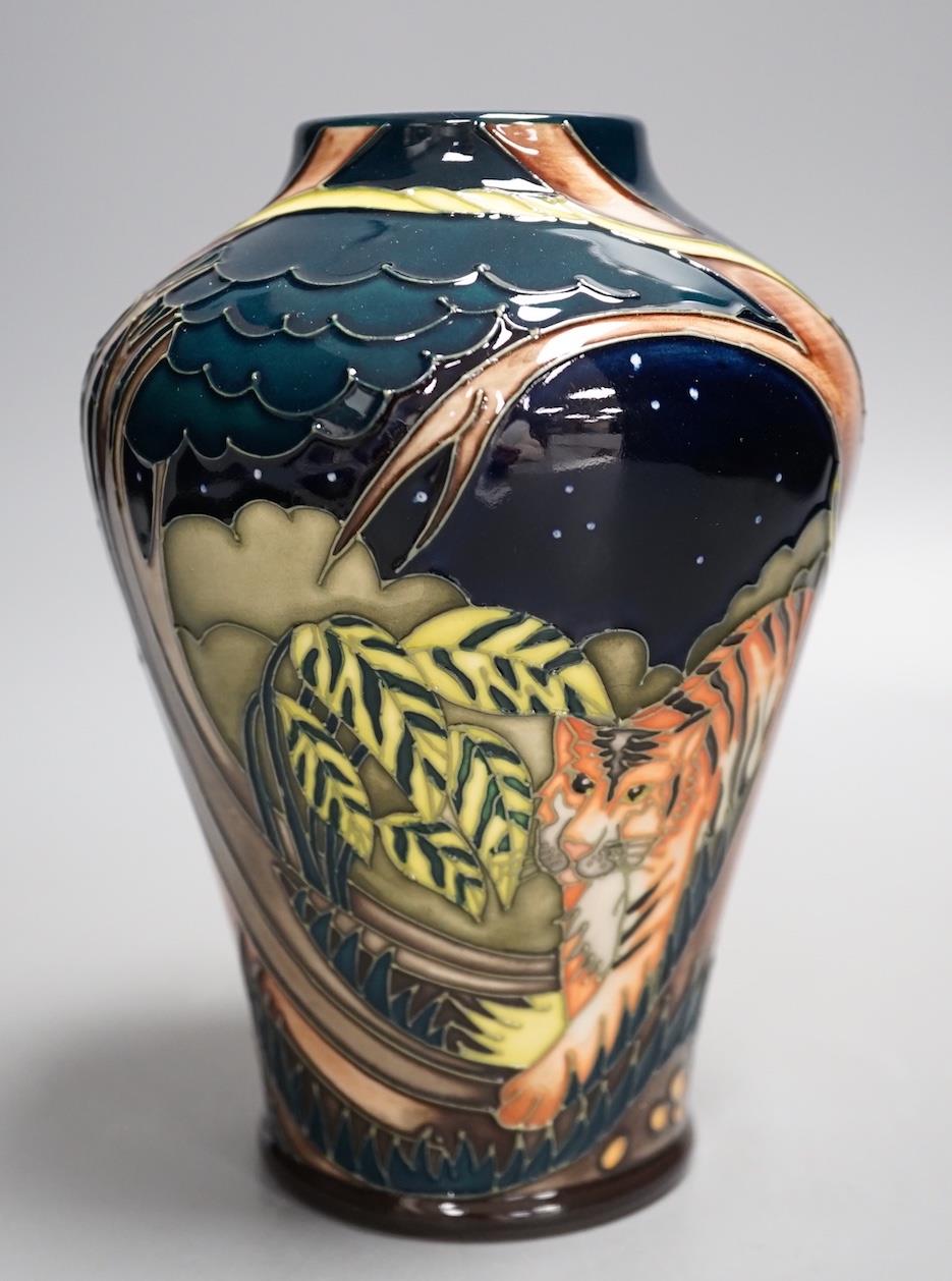 A Moorcroft 'tyger tyger' vase, MCC Three Star Exclusive, by Vicky Lovatt, 2008, boxed,15.5 cms - Image 3 of 5