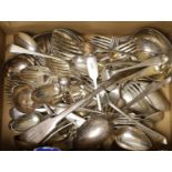 A mixed quantity of assorted 19th century and later silver flatware, various dates and makers,