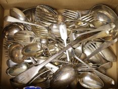 A mixed quantity of assorted 19th century and later silver flatware, various dates and makers,