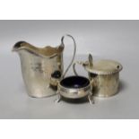 A George III silver cream jug, London, 1794, 10.3cm, a Georgian silver mustard pot and a Georgian