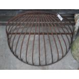 A wrought iron stable manger, width 89cm