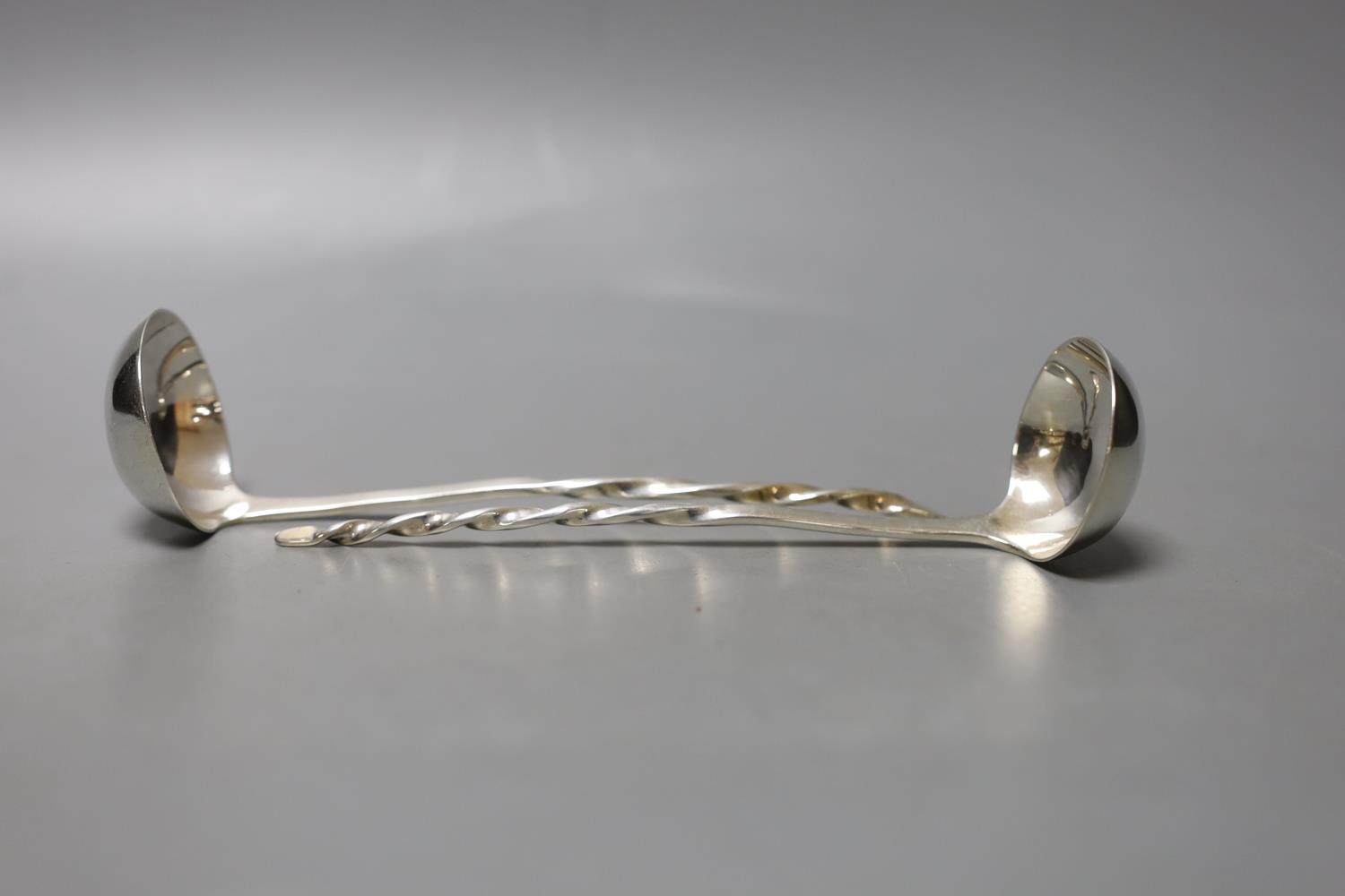 A pair of George III Scottish silver sauce ladles, with spiral handles, Alexander Spence, Edinburgh, - Image 3 of 3