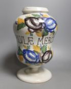 A Dutch Delft drug jar - 26cm tall