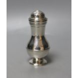 A George II silver baluster pepperette, London, 1735, 11.1cm.