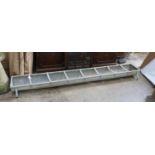 A large vintage galvanised water trough, length 246cm, depth 34cm, height 20cm