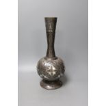 An Indian Bidriware vase,34 cms high.