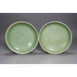 Two Chinese celadon glazed dishes 18cm