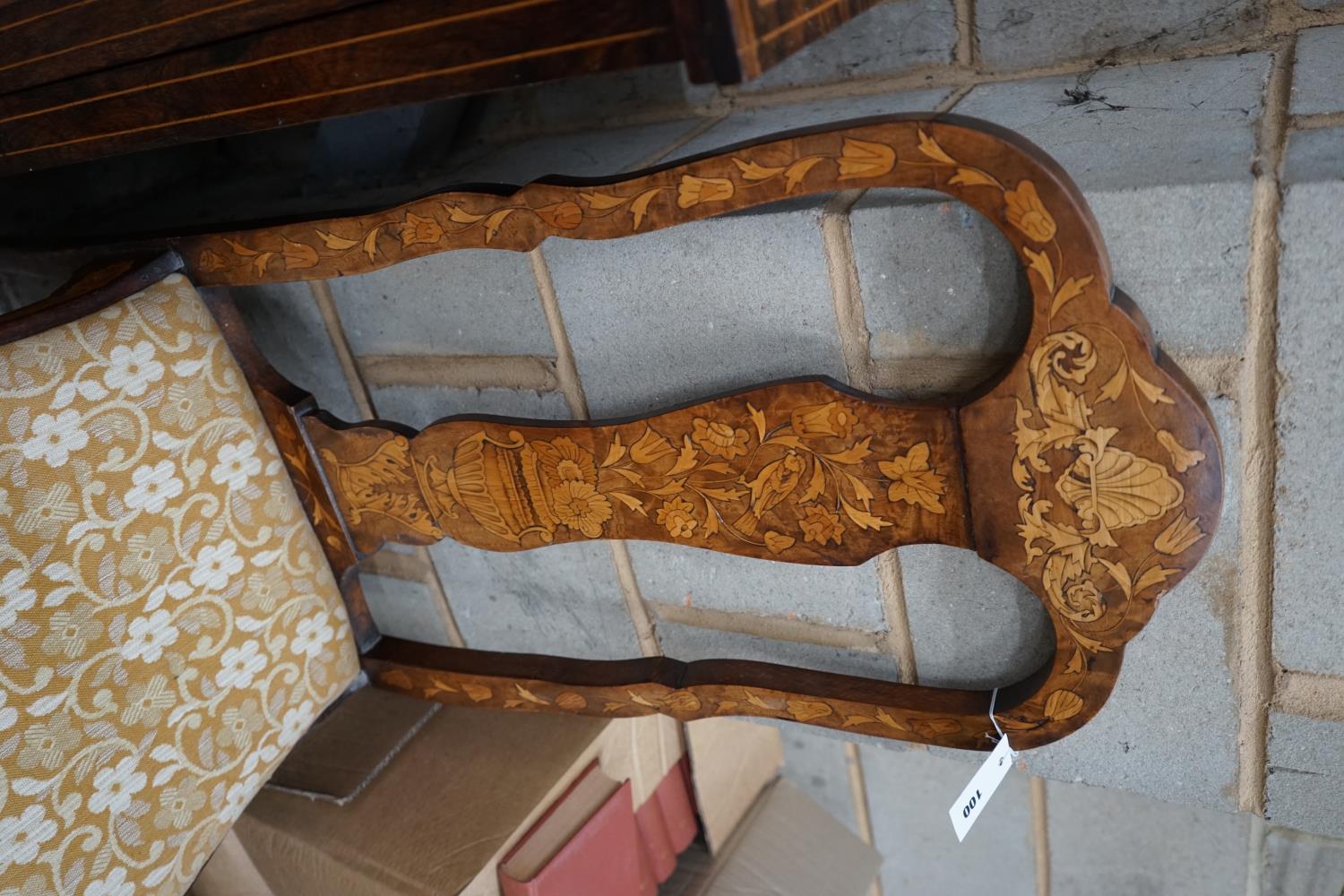 An early 18th century Dutch walnut and floral marquetry dining chair - Image 2 of 3