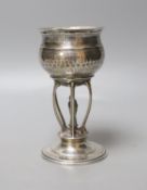 A George V Arts & Crafts planished silver presentation ecclesiastical goblet by Ramsden & Carr, with