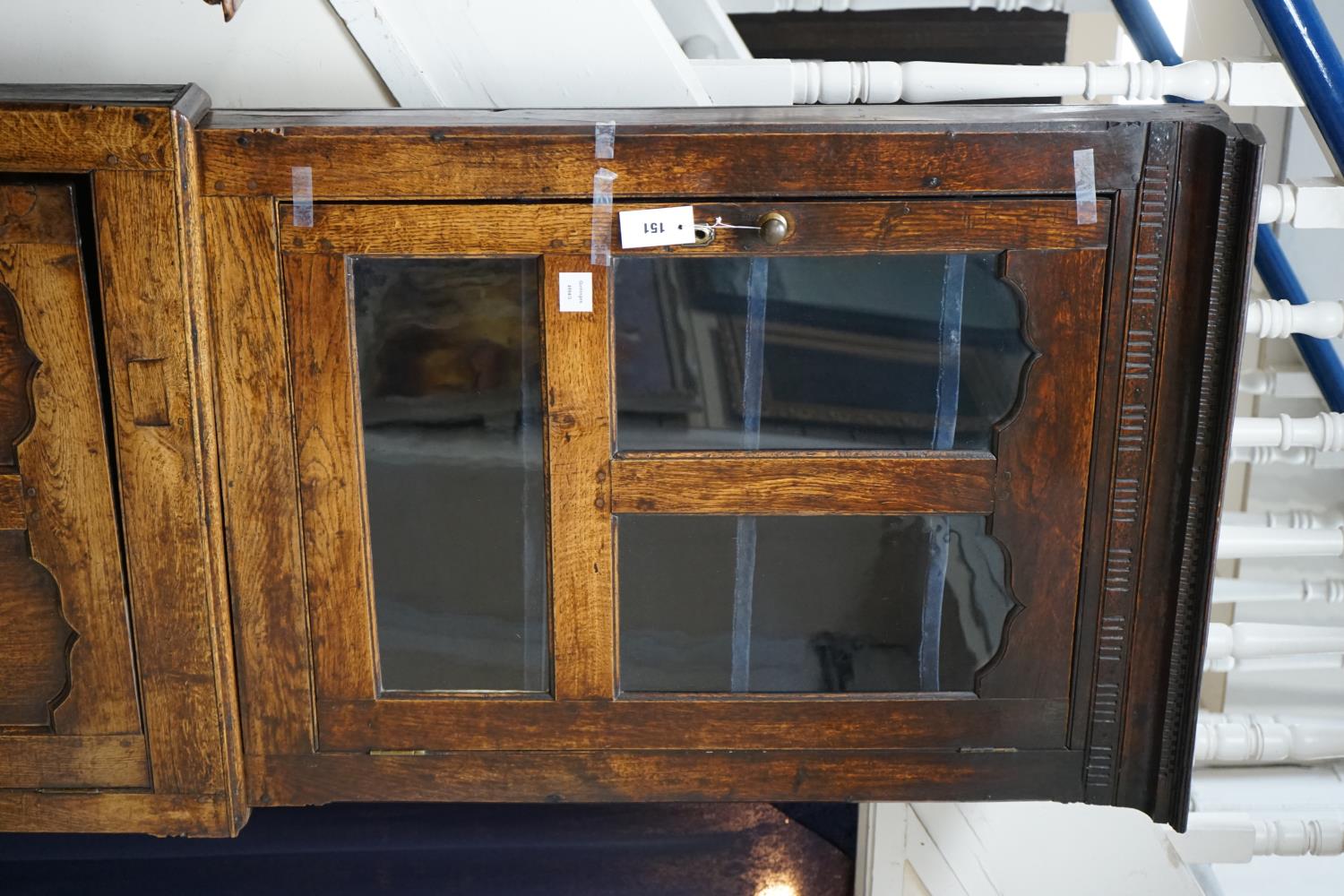 An 18th century two-sectional Provincial oak standing corner cupboard, width 80cm depth 30cm - Image 2 of 5