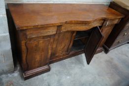 A Victorian mahogany serpentine sideboard, width 182cm depth 54cm height 93cm