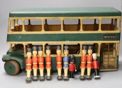 'Rochester' folk toy model double decker bus 53cm long