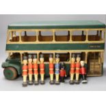 'Rochester' folk toy model double decker bus 53cm long