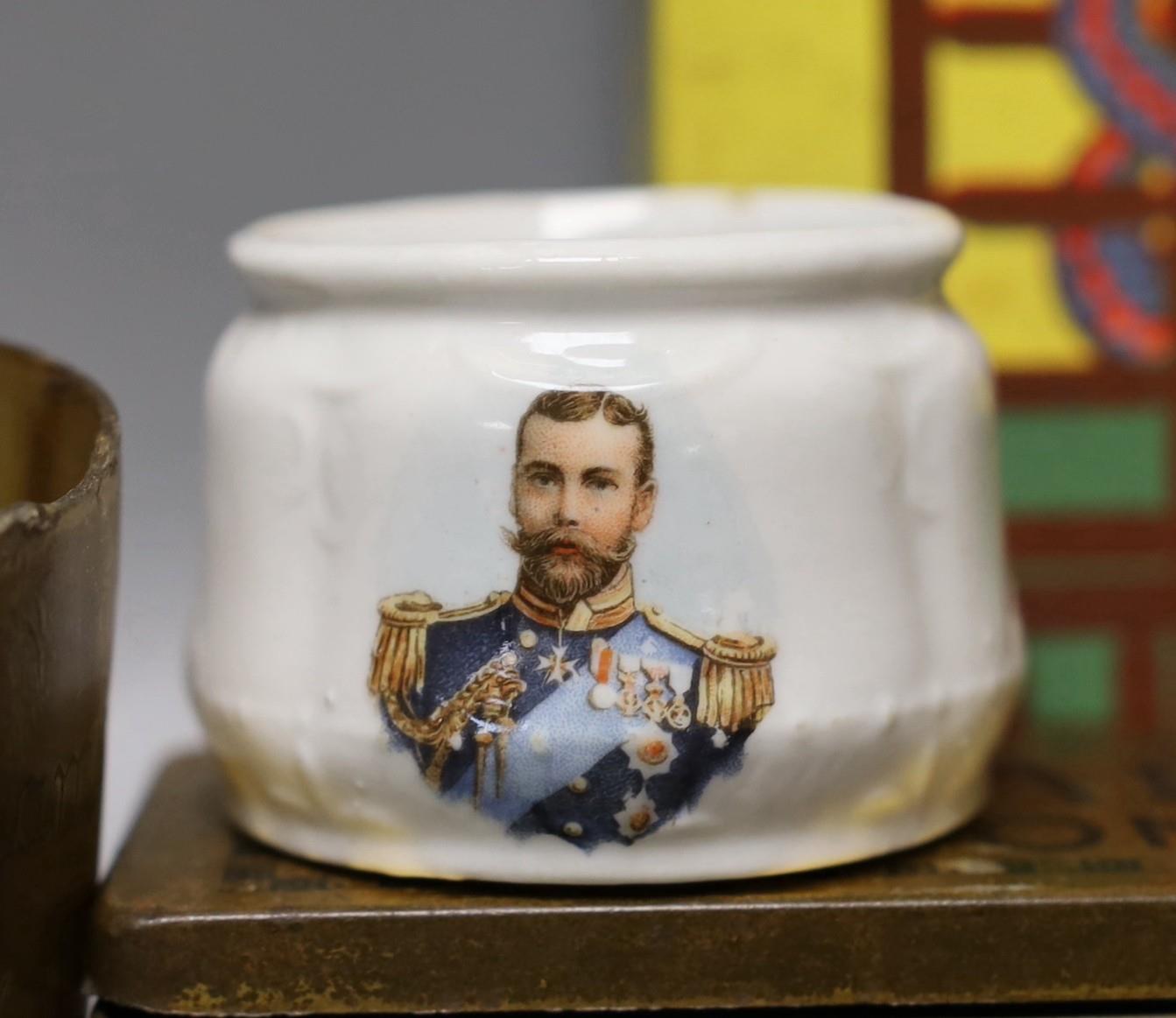 A group of collectables including a Boer War horn cup, a 1930's Betty Boop ceramic scent bottle, a - Image 3 of 5