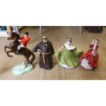 A Beswick figure group of a rearing horse and rider, a Doulton figure, The jovial monk, Top o’ the