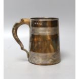 A George III silver mug, with two reeded bands, John Robins, London, 1793, 11.4cm, 363 grams.