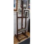 A Victorian oak adjustable artist's studio easel, by Reeves & Son, height 67cm