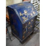 A small 1920's chinoiserie lacquer bureau, width 56cm depth 43cm height 92cm