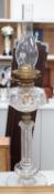 A Victorian glass oil lamp, total height excl chimney 51cm