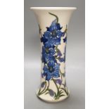 A Moorcroft 'delphinium' vase by Kerry Goodwin, limited edition 159/10, 2015, boxed,25.5 cms high.