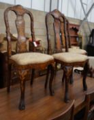 Three 18th century style Dutch design walnut dining chairs