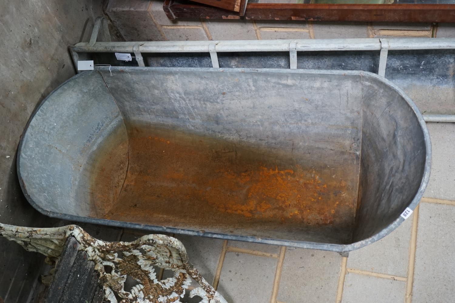 A vintage galvanised trough / planter, length 141cm depth 61cm height 48cm - Image 3 of 3