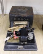 A vintage cased Mignon typewriter