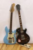 A 1960s Futurama guitar and a Hohner electric guitar